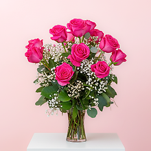 A Dozen Hot Pink Roses