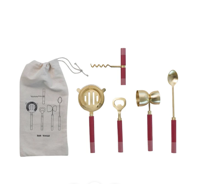 Pink & Brass Bar Tools
