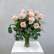 A Dozen Peach Roses