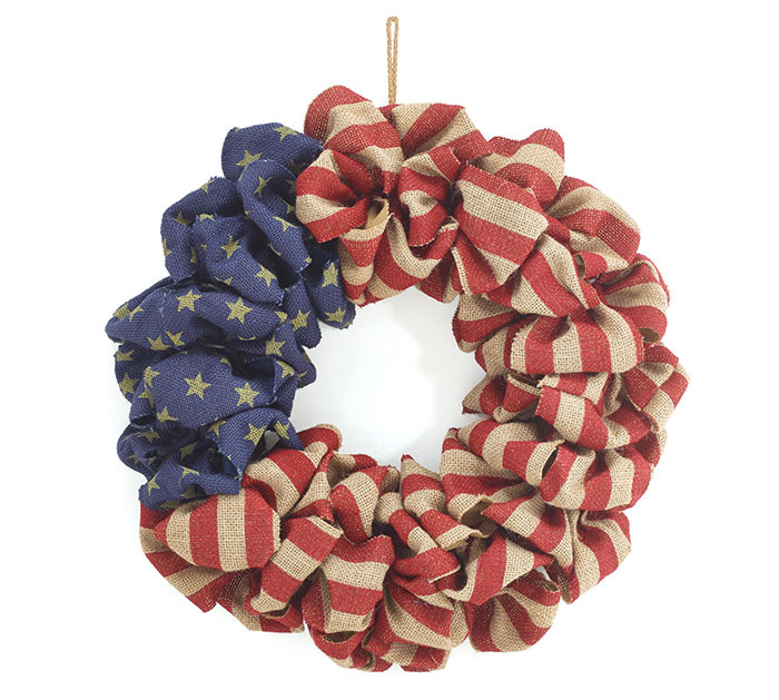 Wreath Burlap American Flag