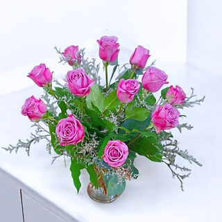 A Dozen Lavender Roses
